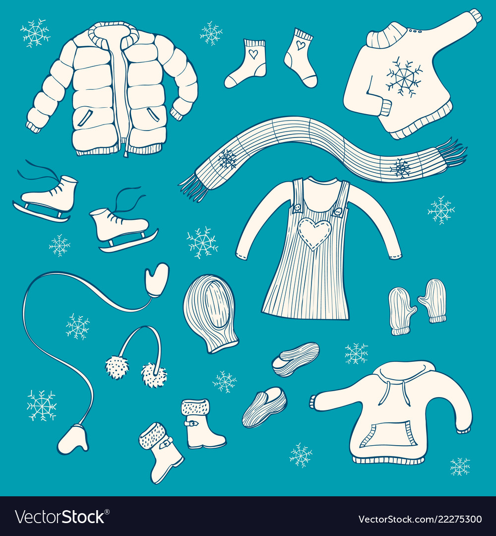Winterkleidung Line - Hand Drawn