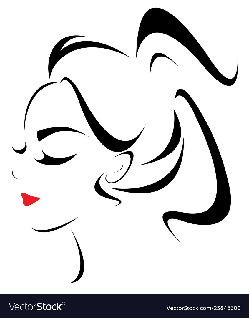 Women Hair Style Icon Logo Women Face Royalty Free Vector
