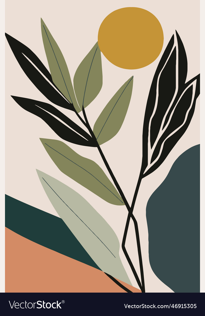 Abstract background with leaves and sun