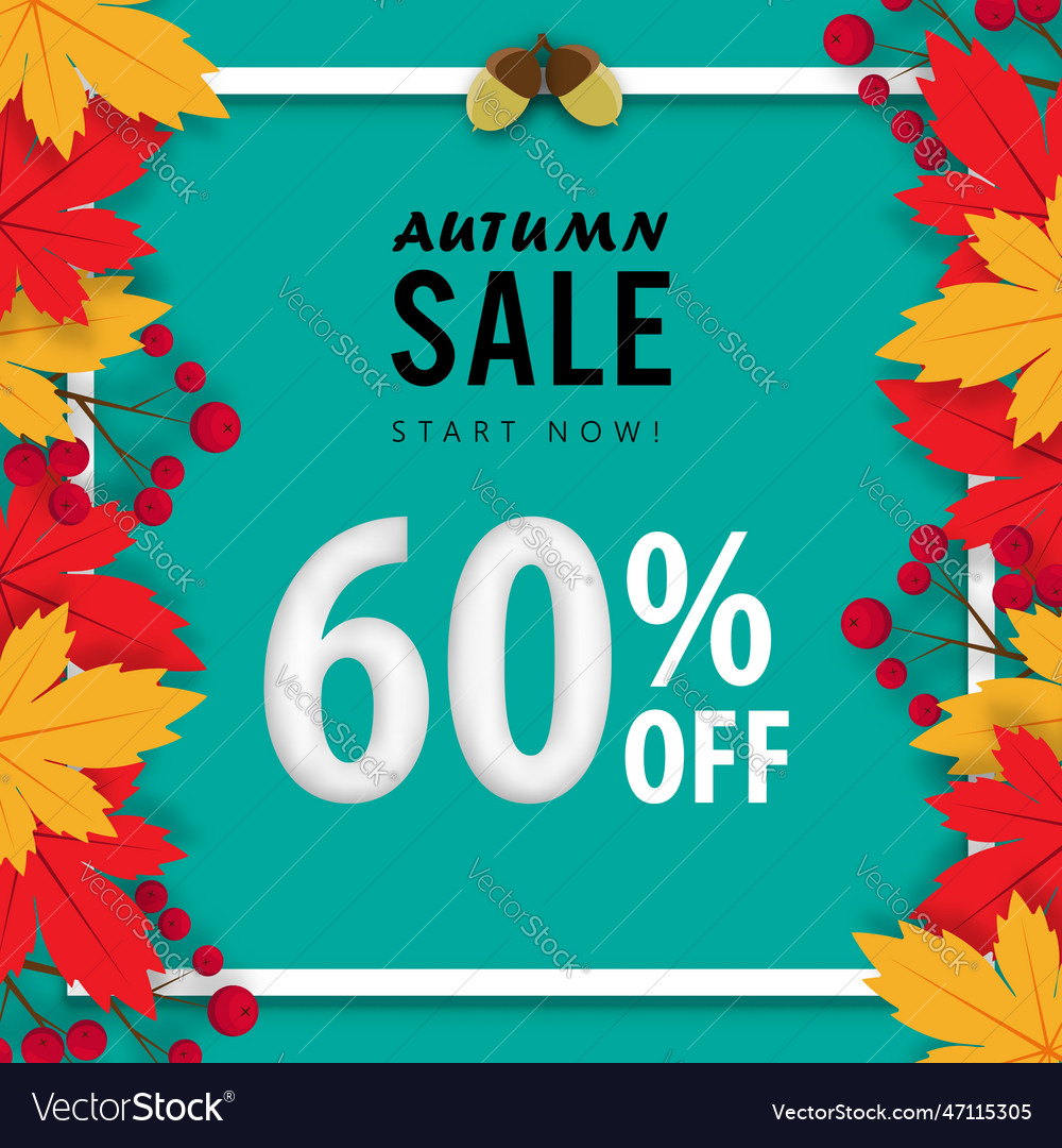 Autumn sale banner background sixty percent