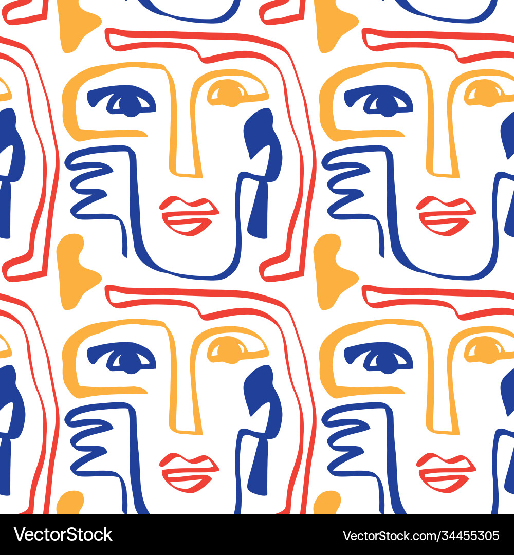 Colored modern abstract faces seamless pattern Vector Image