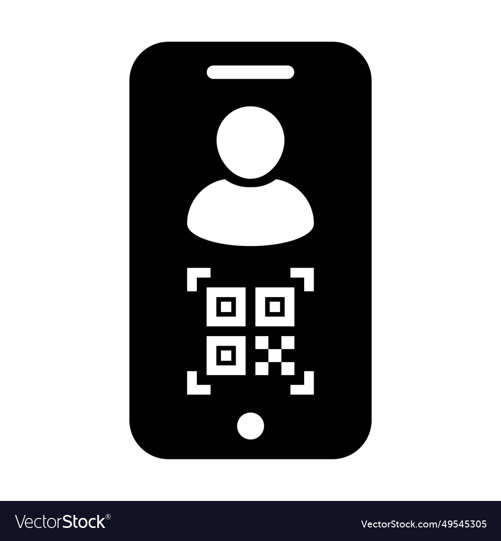 Digital id icon avatar with qr code vector image Digital id icon avatar with qr code