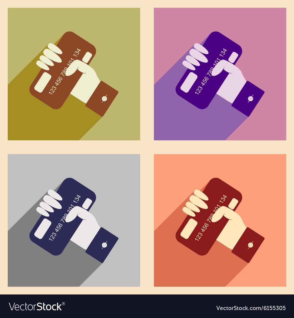 Flat With Shadow Icon Concept Bank Card In Hand Vector Image