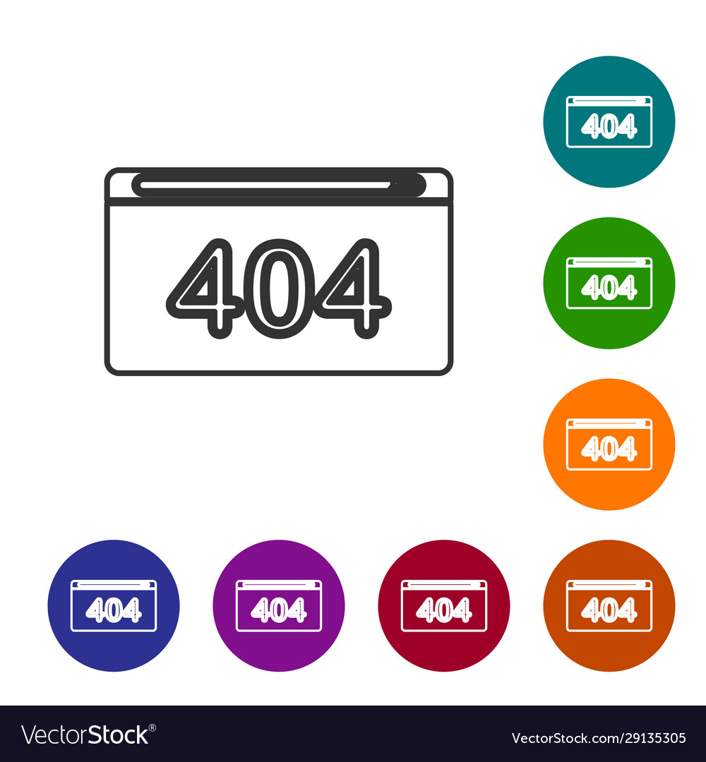 Grey line page with a 404 error icon isolated vector image Grey line page with a 404 error icon isolated