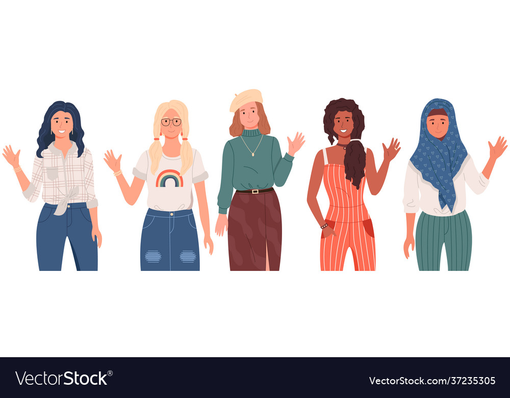 Group women with different nationalities vector image Group women with different nationalities
