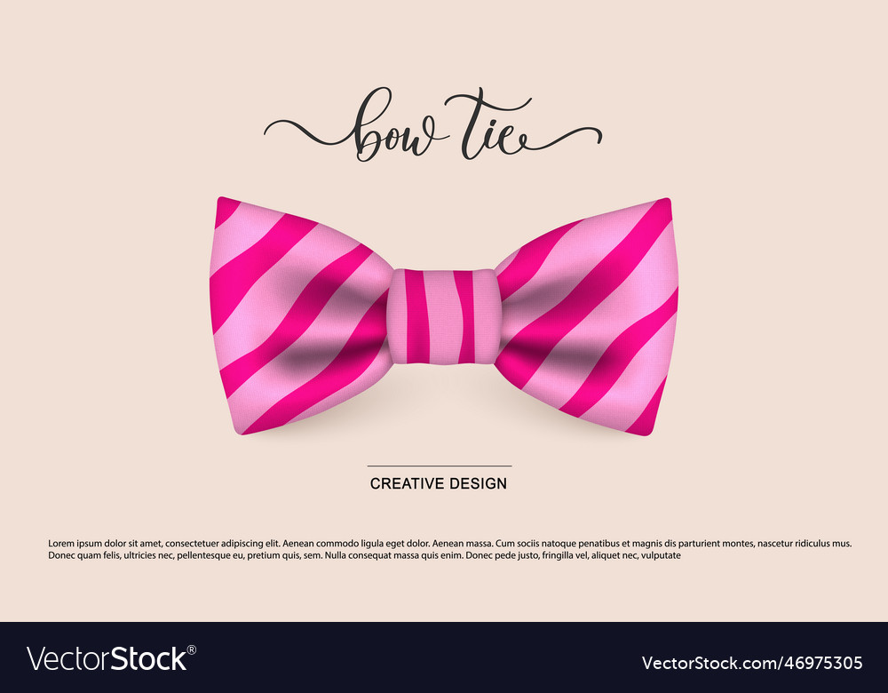 Icon of a pink striped bow tie highlighted Vector Image