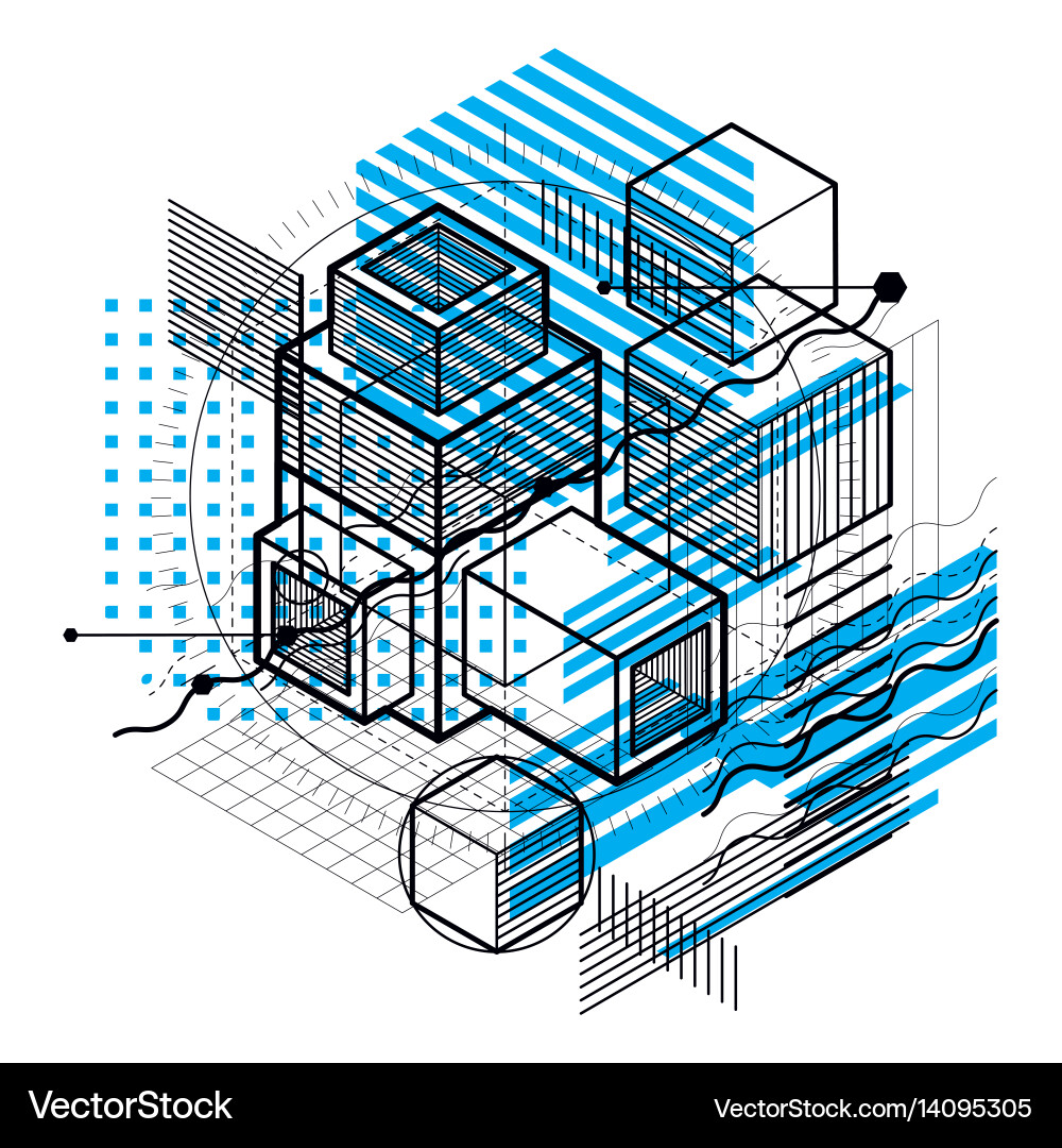 Isometric linear abstract background lined Vector Image