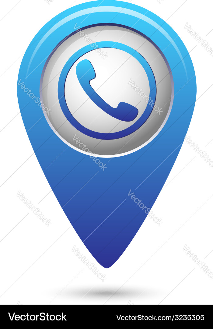 Map pointer with phone handset icon Royalty Free Vector