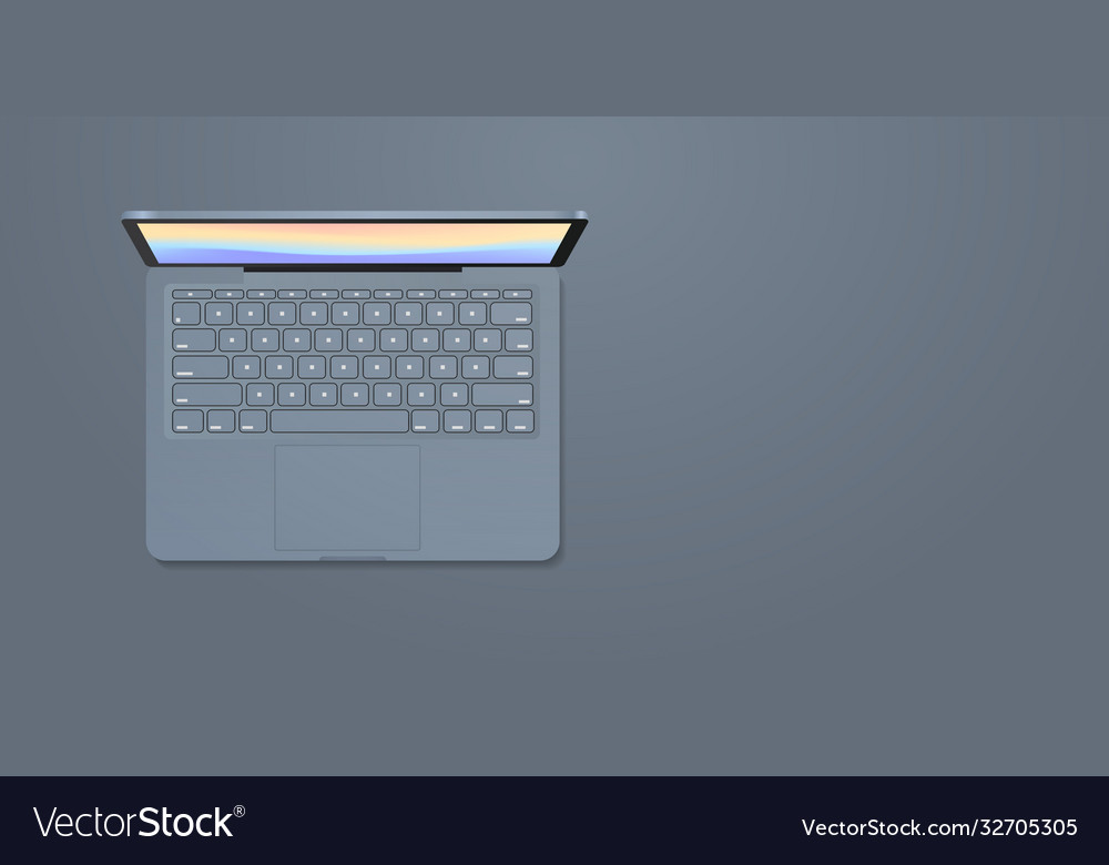 Modern laptop with keyboard and colored screen