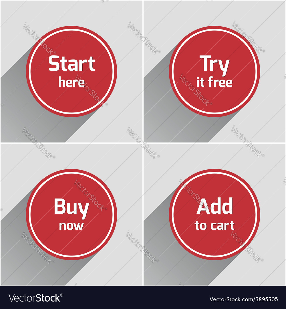 Red round flat web buttons set
