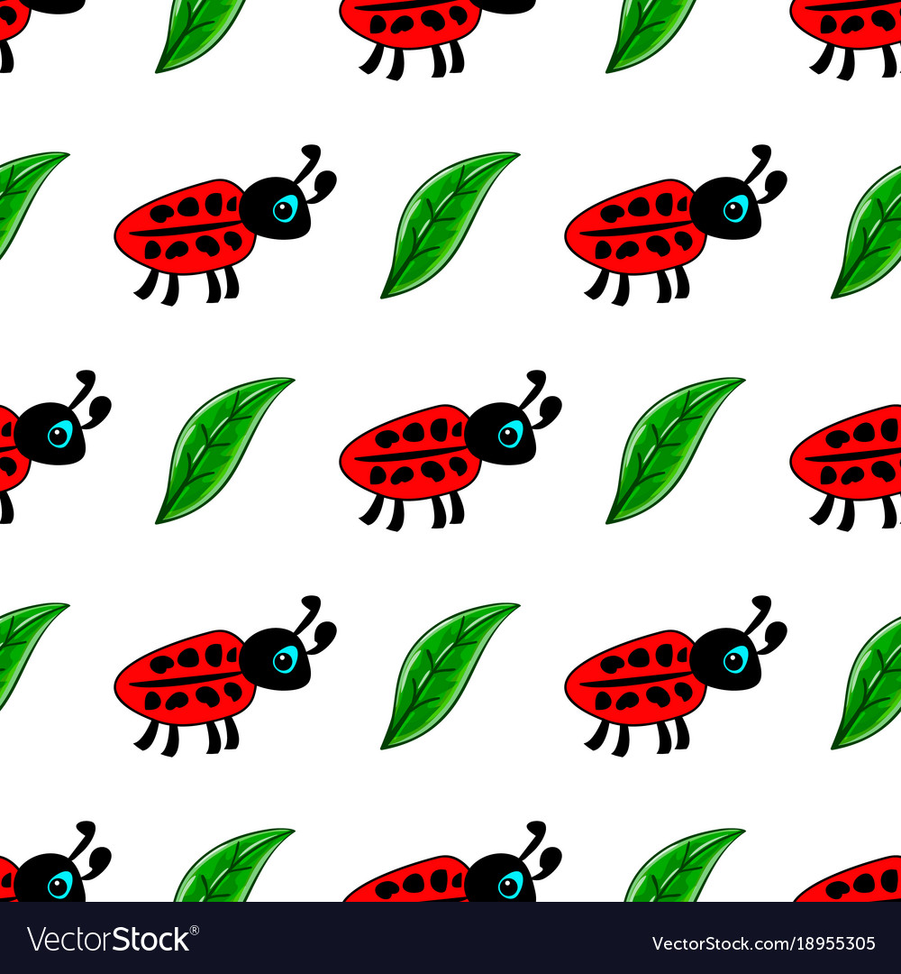 Seamless pattern with ladybug
