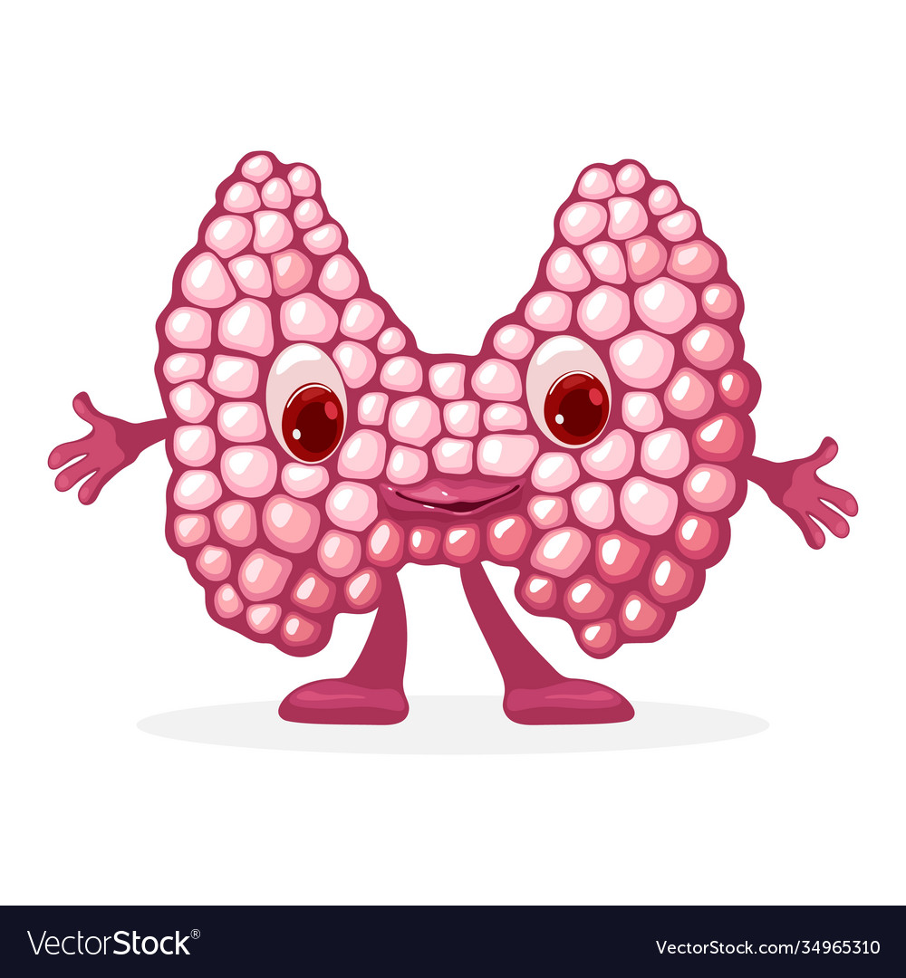 Cartoon cute thyroid gland Royalty Free Vector Image