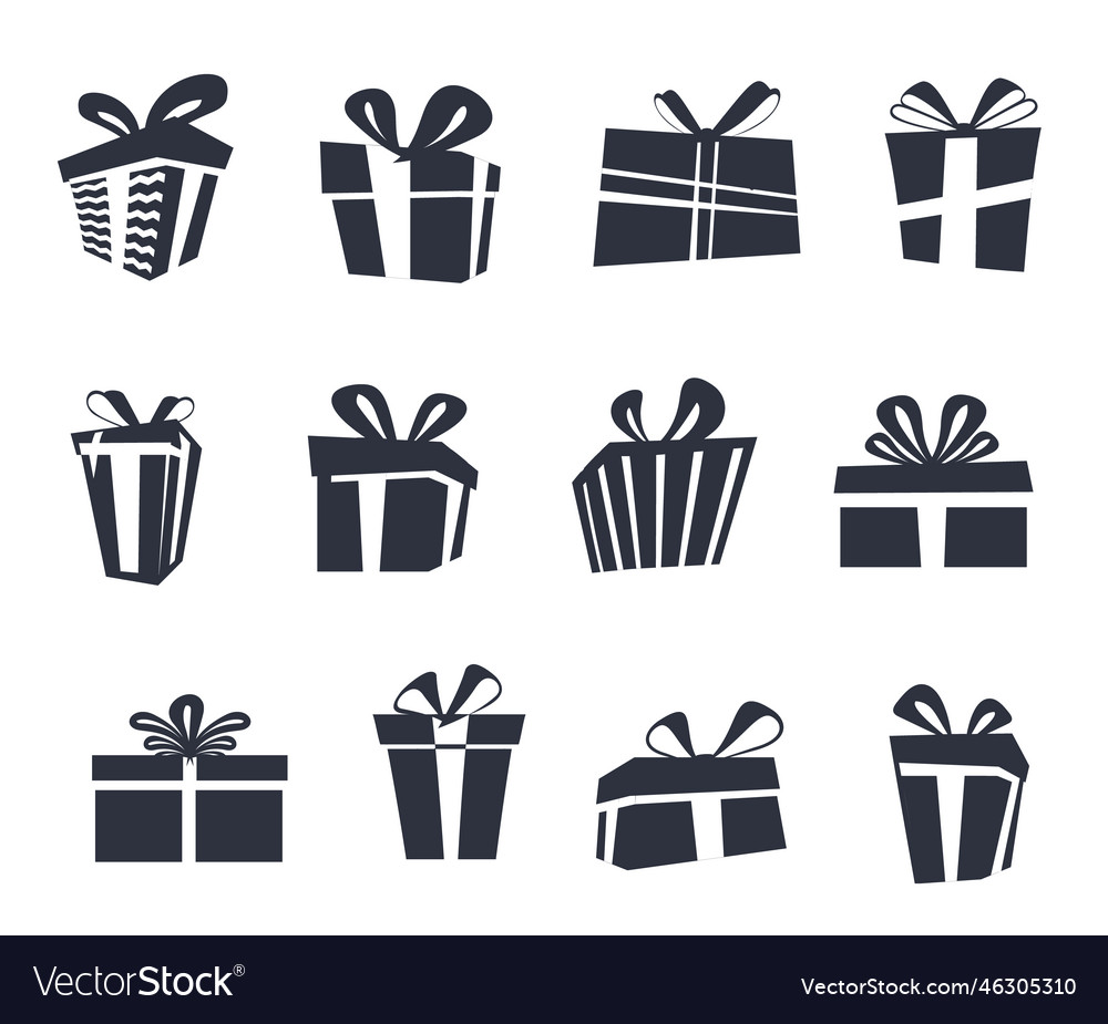 Gift box silhouette Royalty Free Vector Image - VectorStock