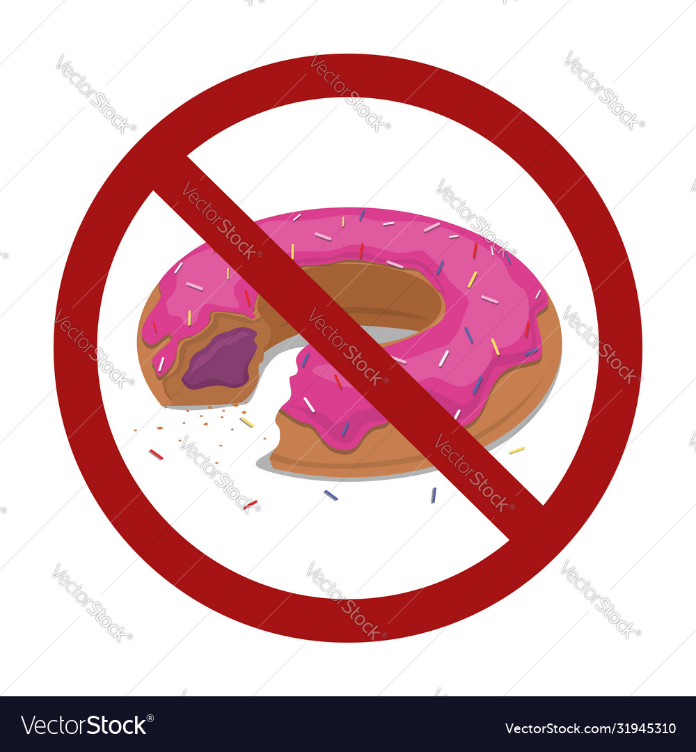 Glazed donut in prohibition sign danger