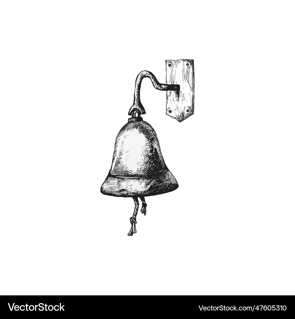 Handdrawn sea bell ship bell drawing Royalty Free Vector