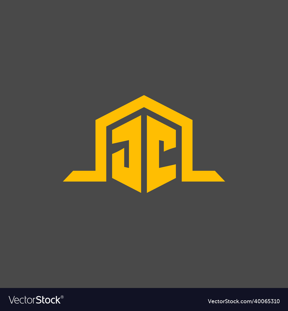 Jc monogram initial logo with hexagon style design