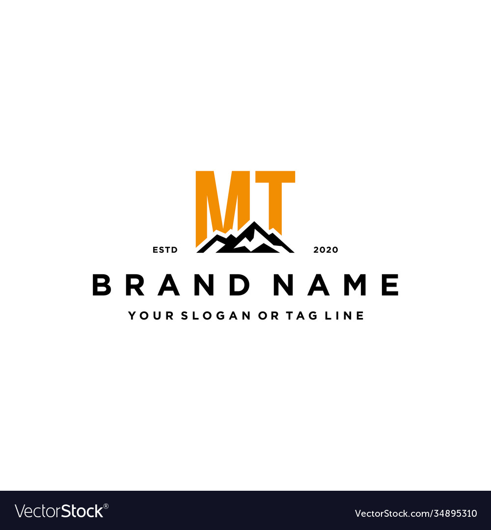 Letter mt mountain logo design