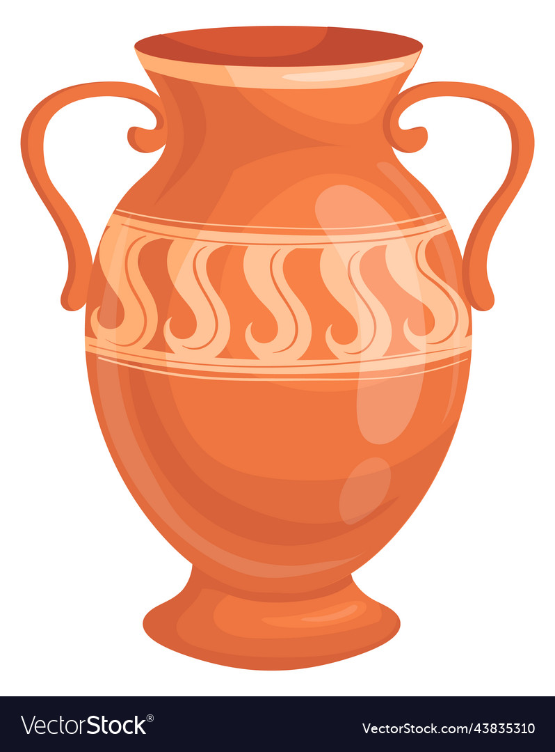 Old amphora clay vessel cartoon ancient vase Vector Image