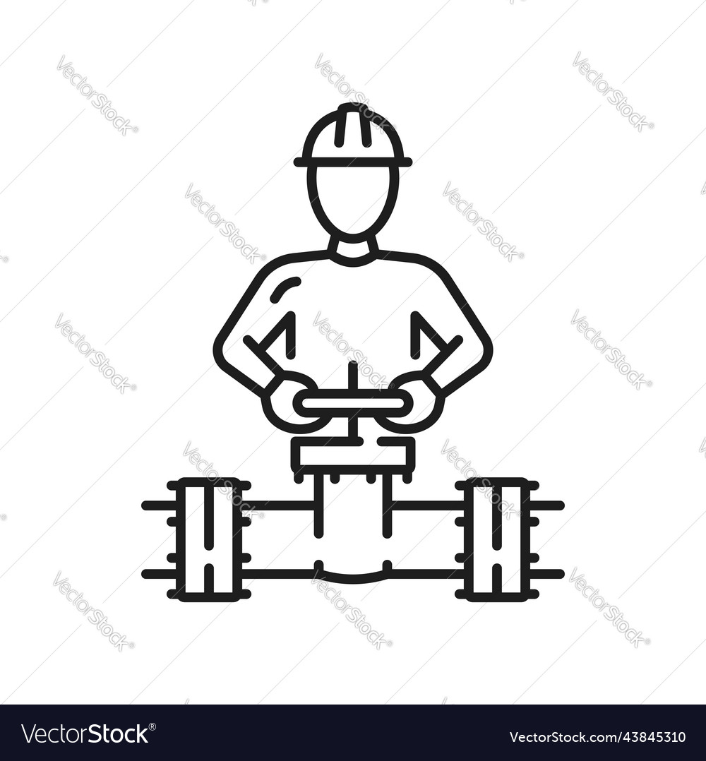 Pipeline and plumber engineer fixing gauge valve Vector Image