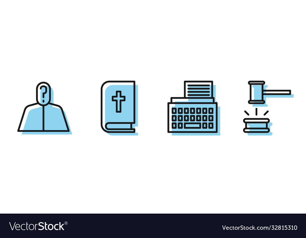 Set line retro typewriter anonymous with question vector image Set line retro typewriter anonymous with question