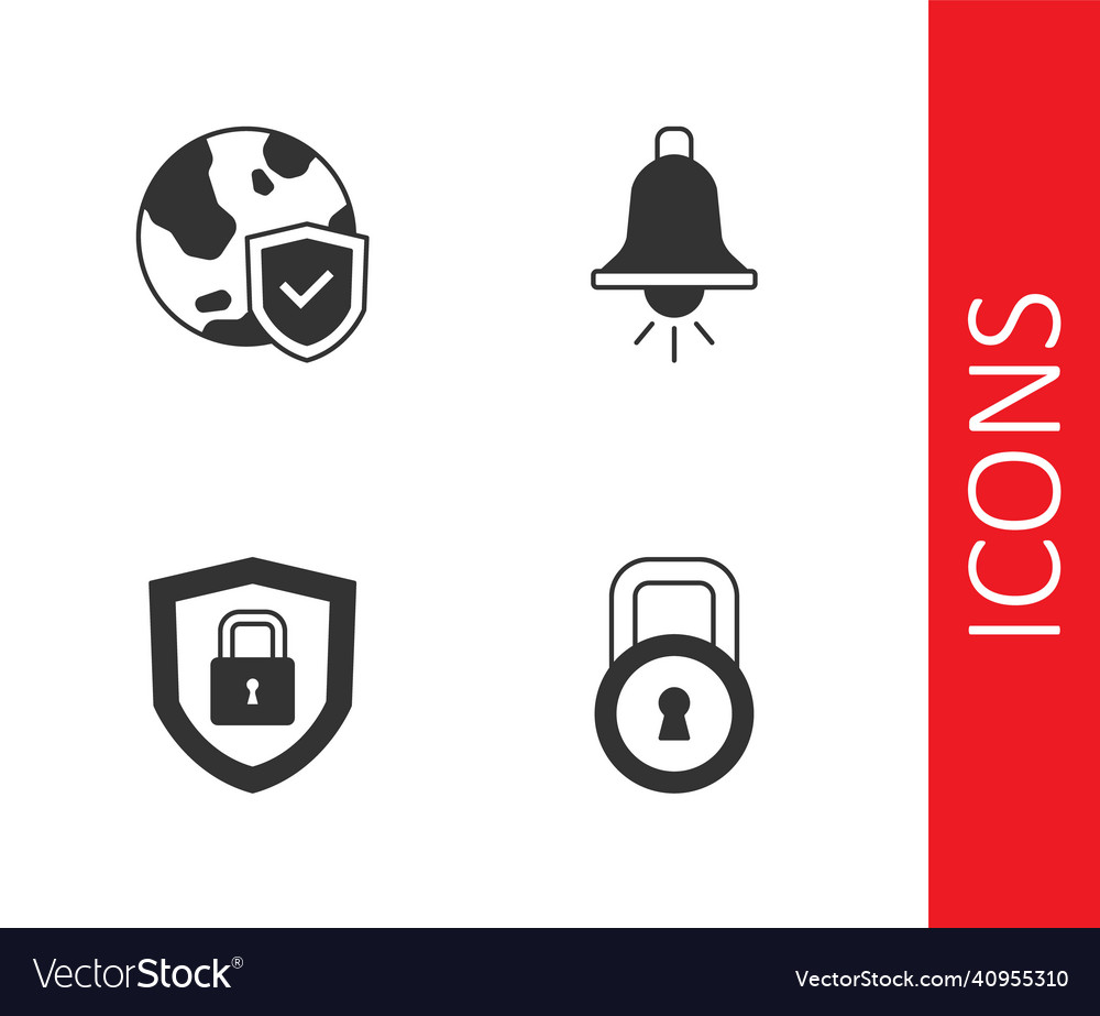 Set lock shield with world globe security