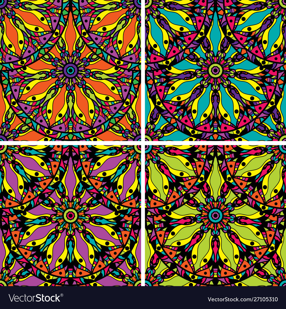 Set seamless repeating patterns mandalas vector image Set seamless repeating patterns mandalas