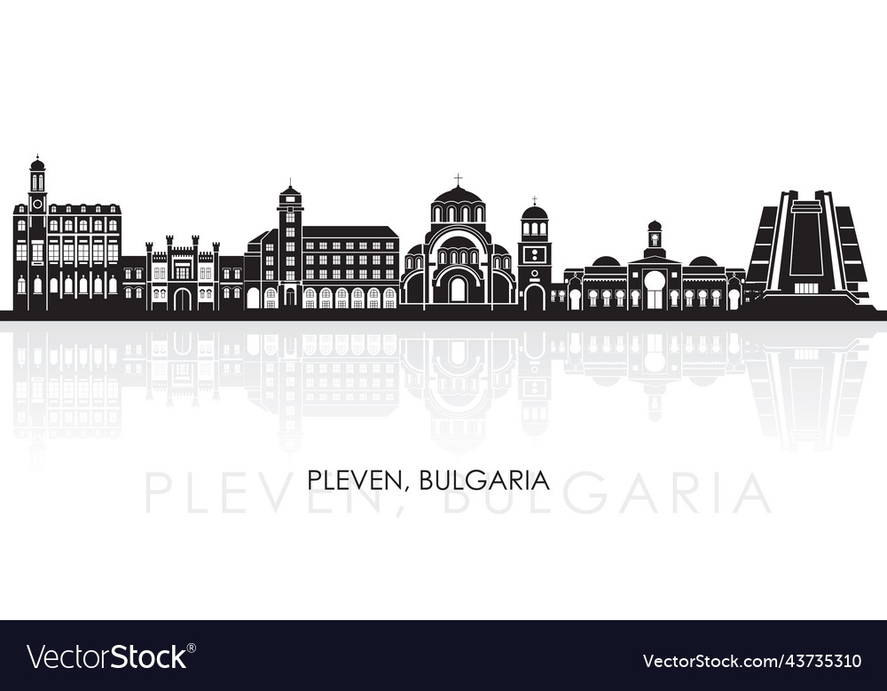 Silhouette skyline of city pleven bulgaria