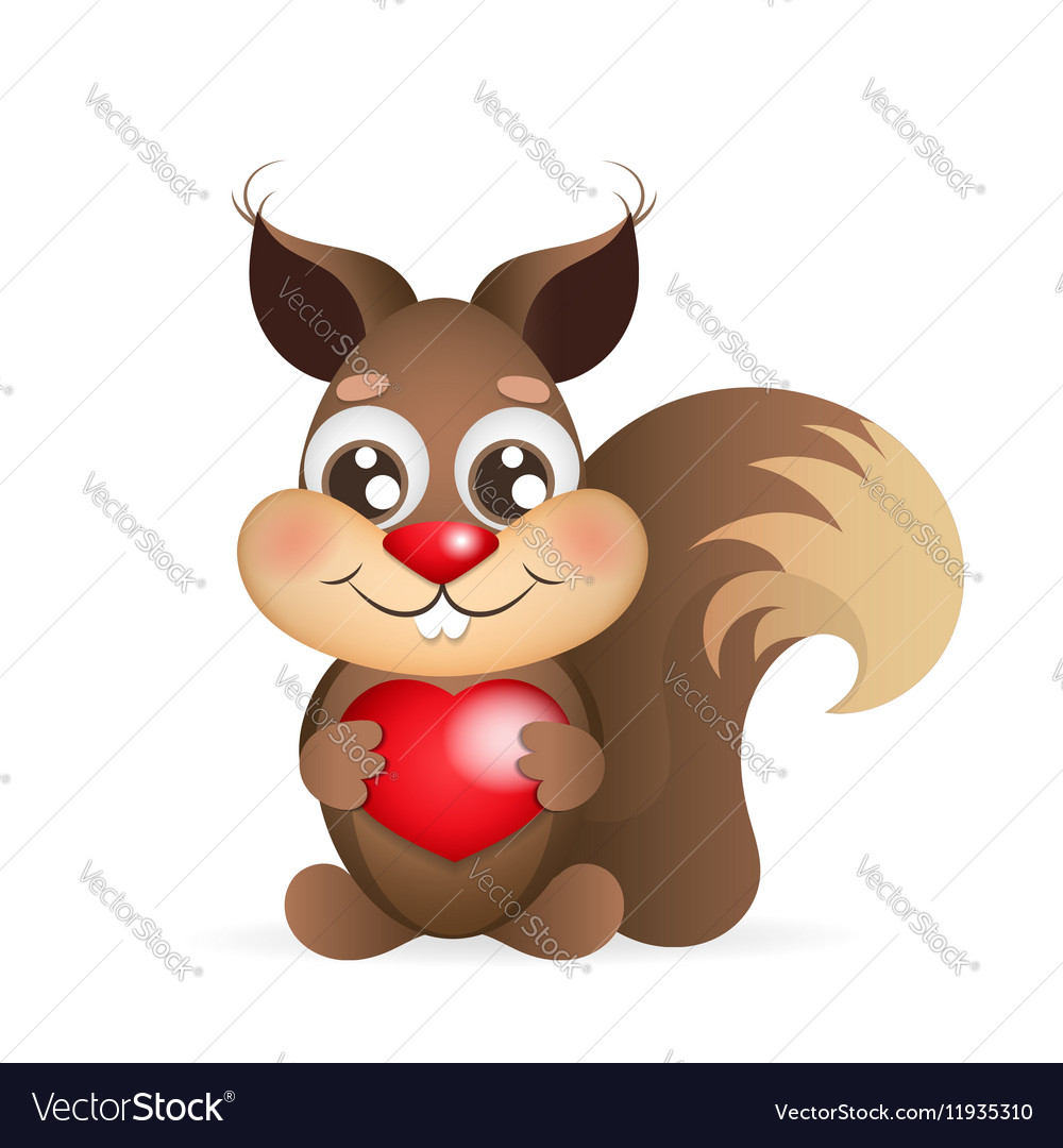 Squirrel holding heart Royalty Free Vector Image