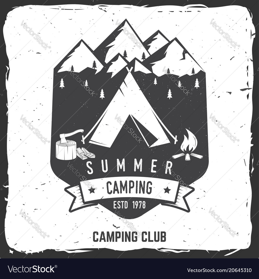 Summer camping badge Royalty Free Vector Image