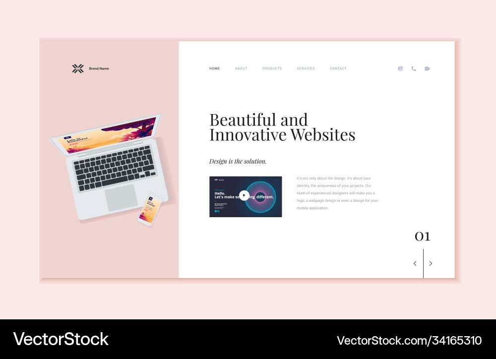 Website template design Royalty Free Vector Image