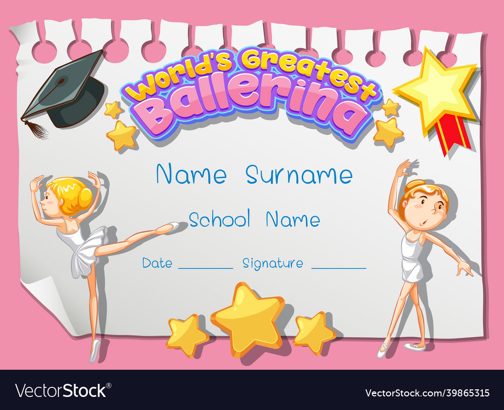 Certificate template for worlds greatest ballerina