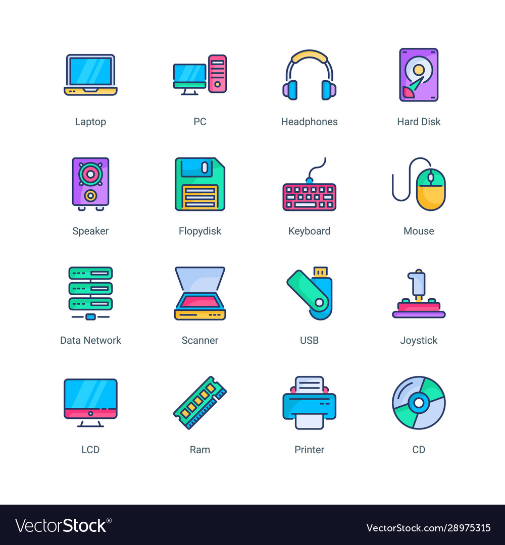 Computer and hardware vector image Computer and hardware