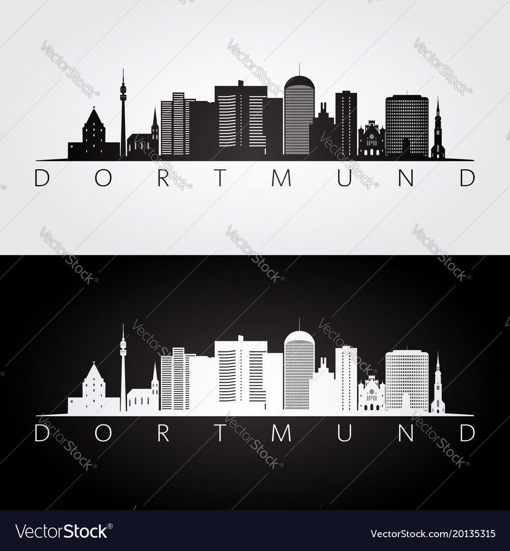 Dortmund Skyline und Wahrzeichen Silhouette