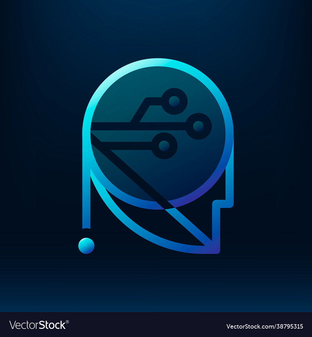 Gradient robotic badge icon design