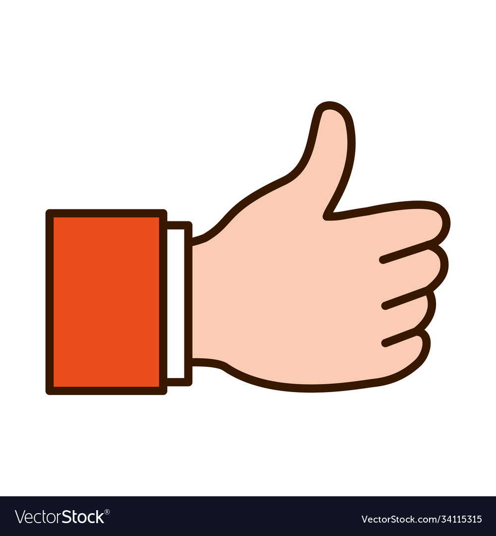Hand gesture with thumb up line and fill style