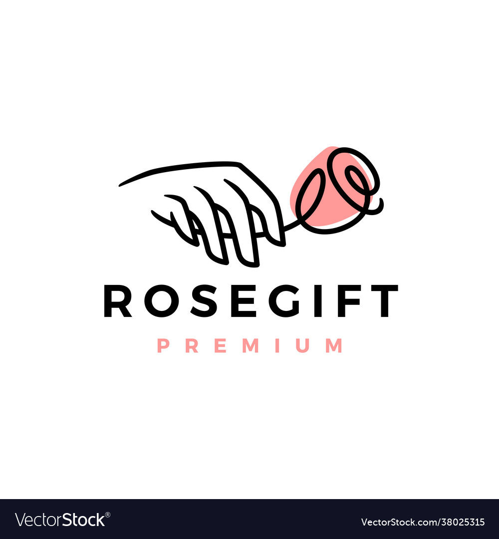 Hand hold rose flower gift logo icon