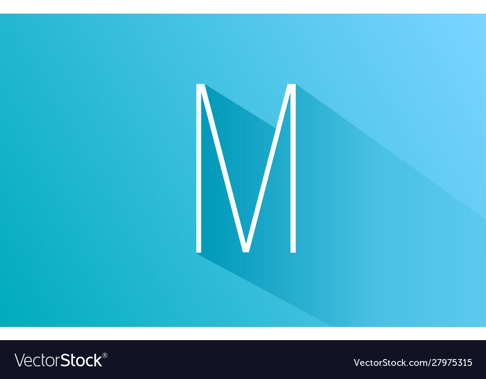 Long shadow m logo letter alphabet for company