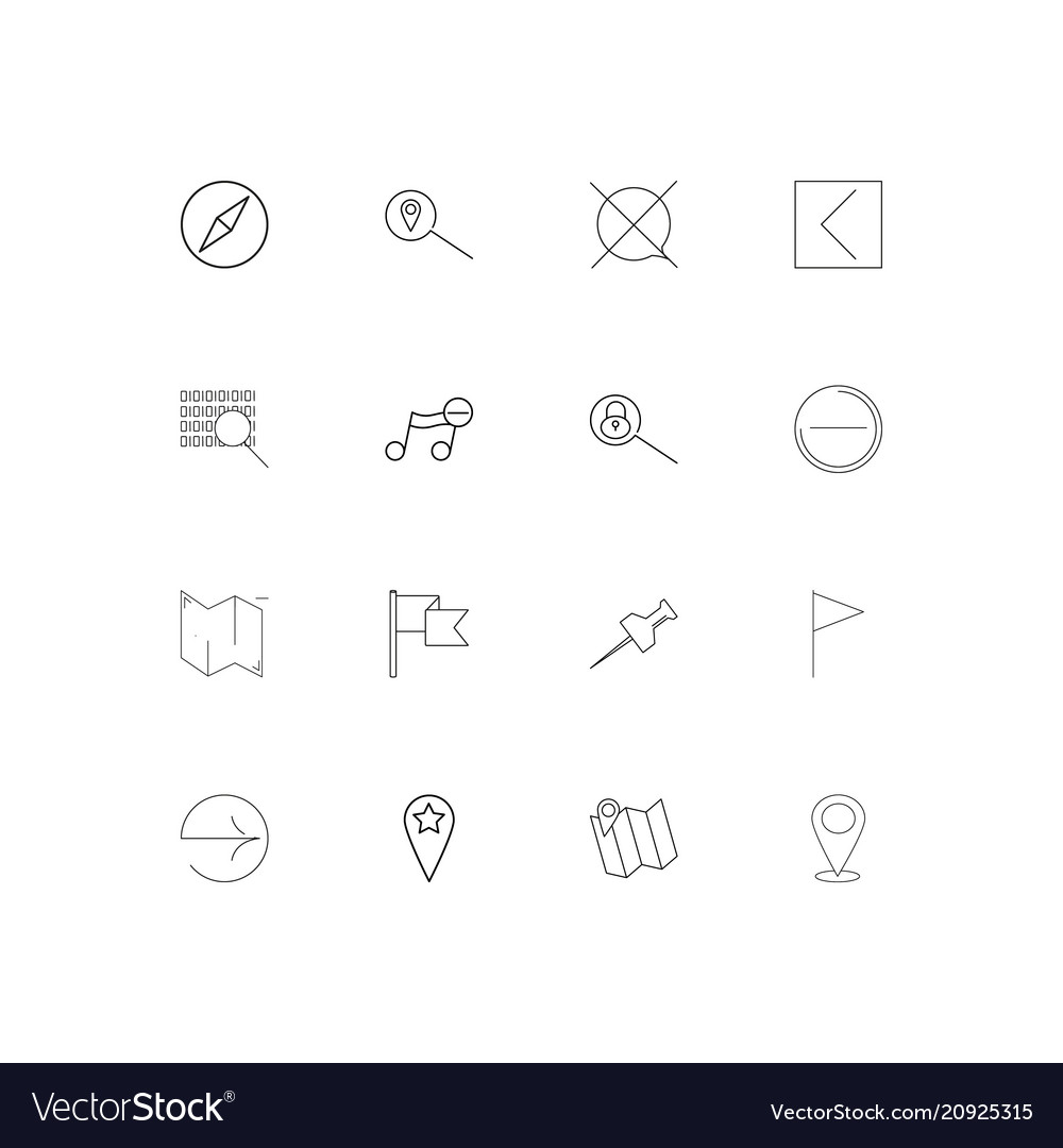 Maps and navigation linear thin icons set