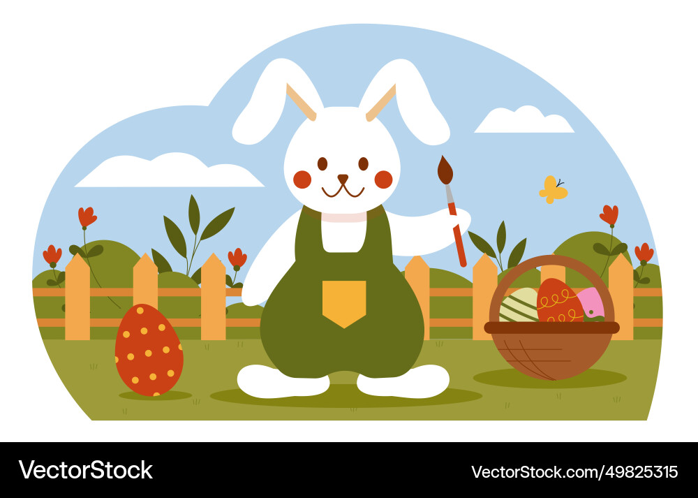 Rabbit with easter eggs concept Royalty Free Vector Image