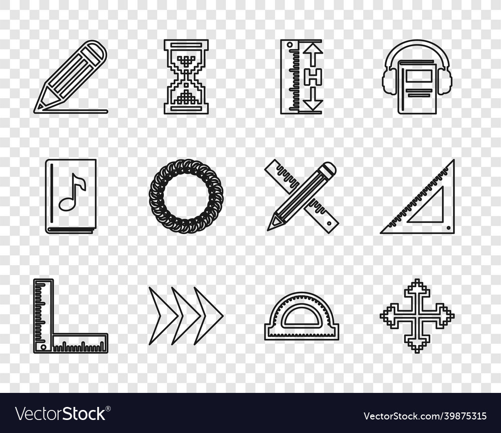 Set line folding ruler pixel arrows four vector image Set line folding ruler pixel arrows four