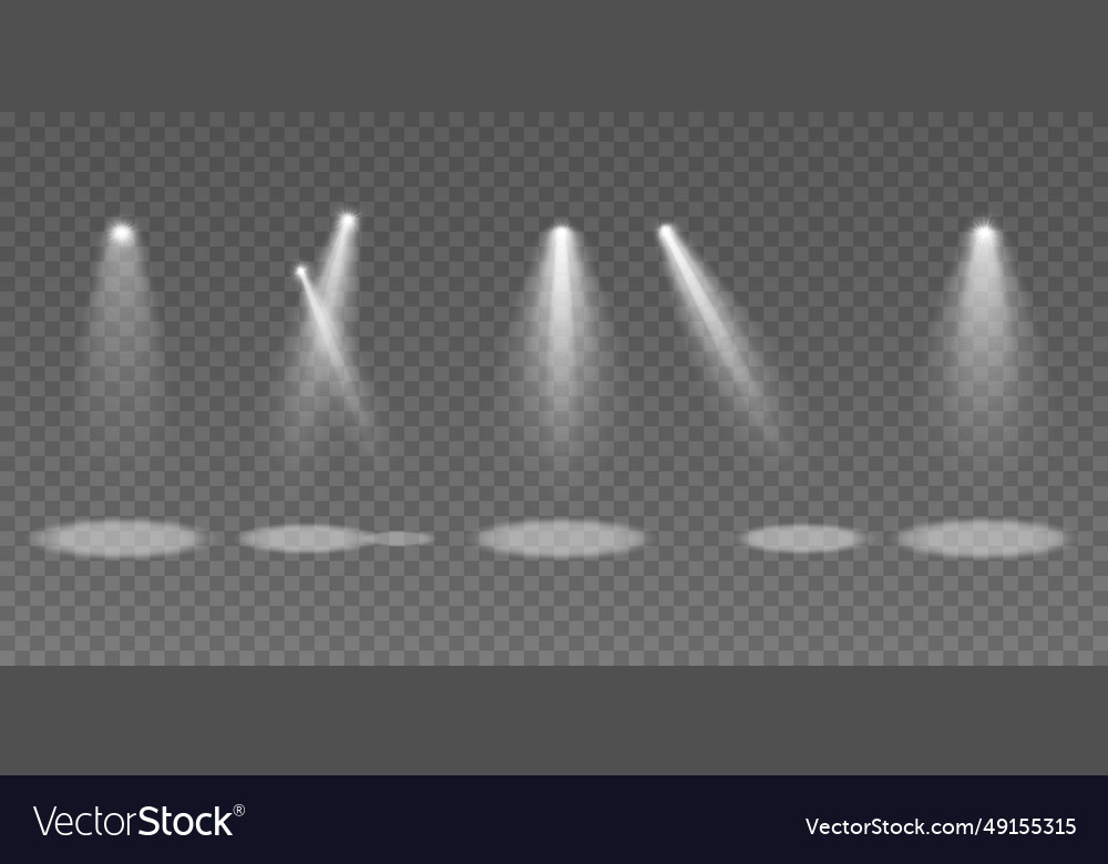 Set of white rays isolated on transparent Vector Image