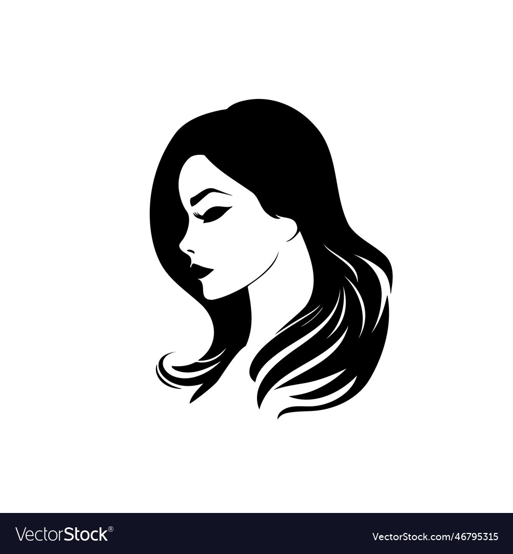 Silhouette closeup portrait of a woman Royalty Free Vector