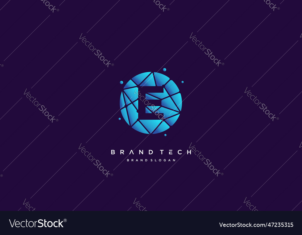 Tech logo e with creative molecule style part 2