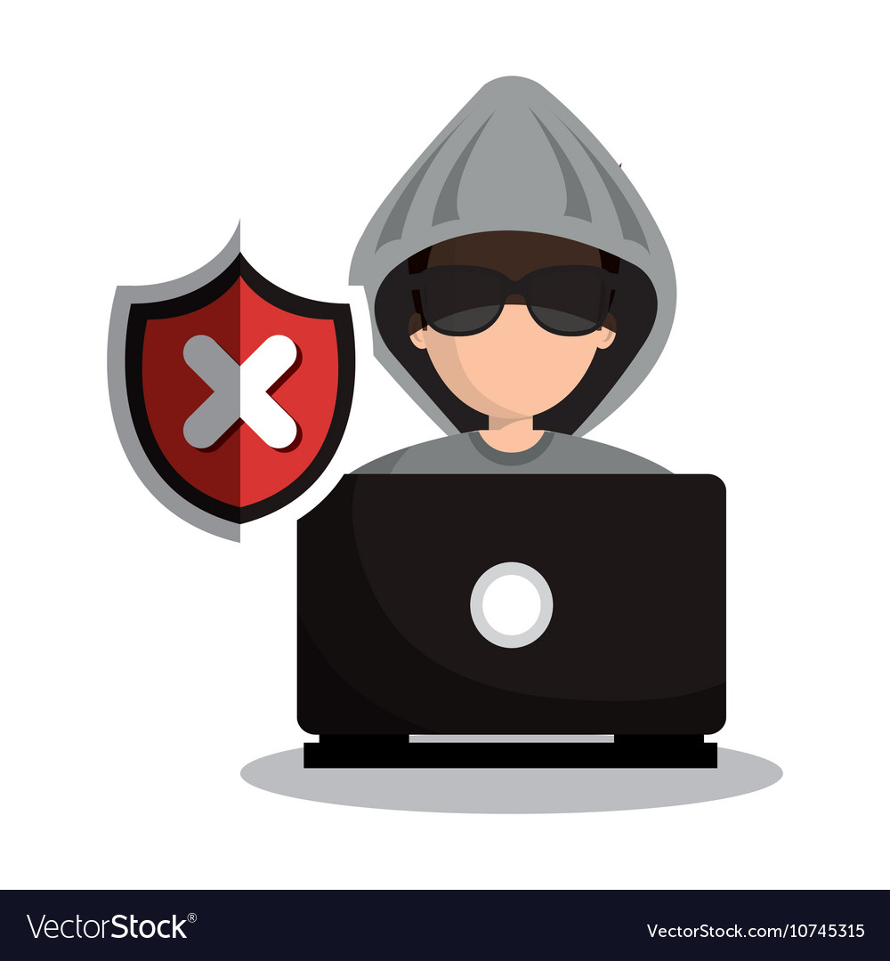 Technology laptop hacker warning design graphic Vector Image