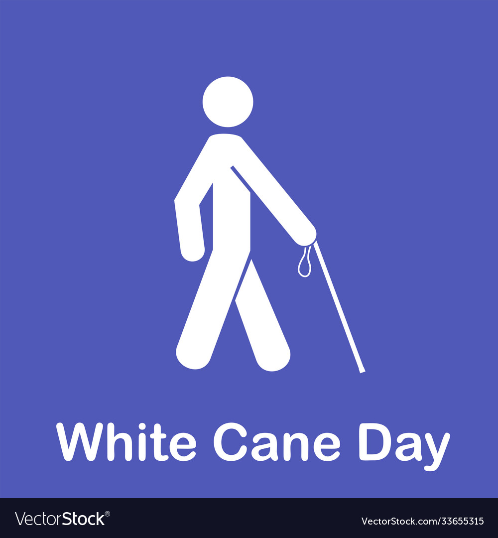 White cane day man cross Royalty Free Vector Image