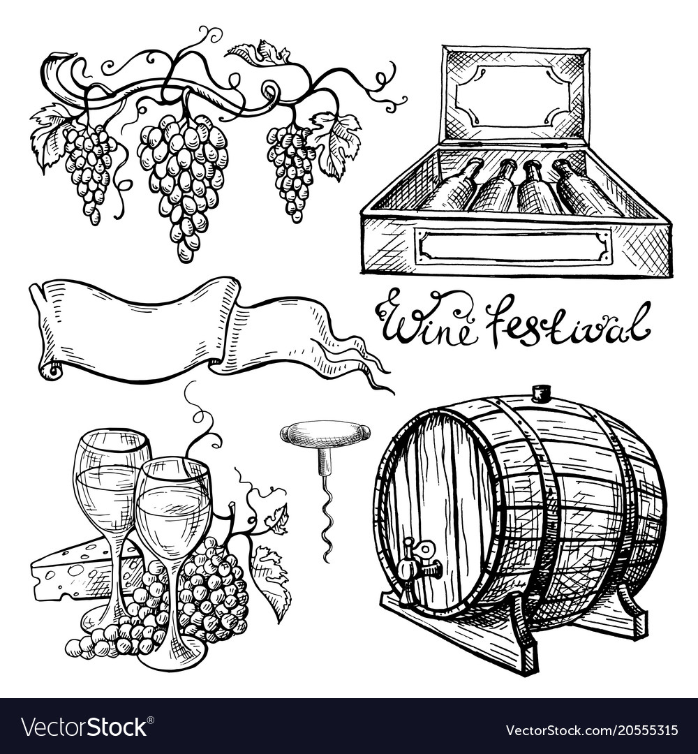 Wine set Royalty Free Vector Image VectorStock