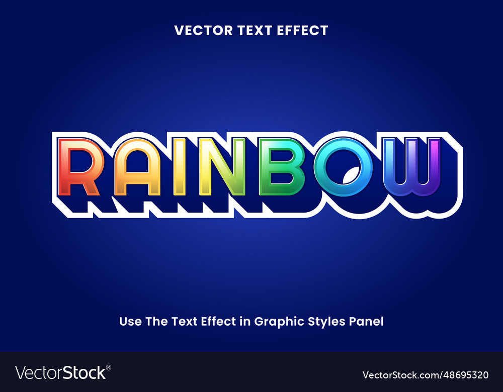 3d colorful rainbow editable text effect Vector Image