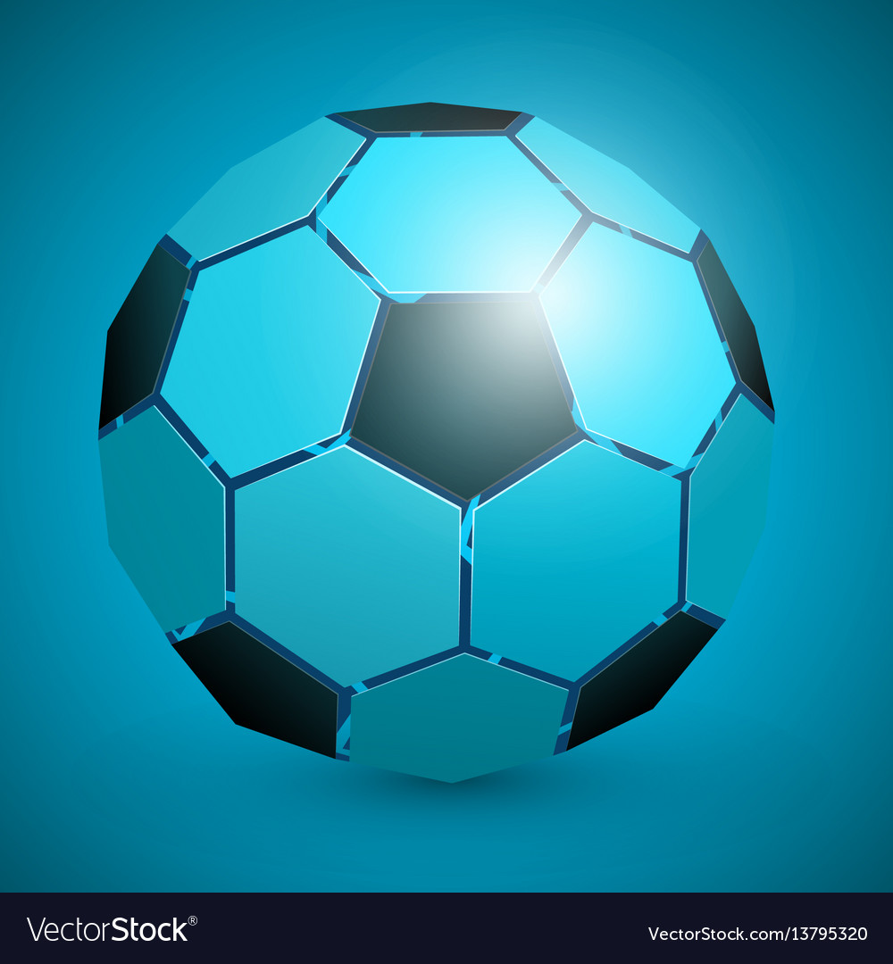 Abstract soccer ball 3d blue Royalty Free Vector Image