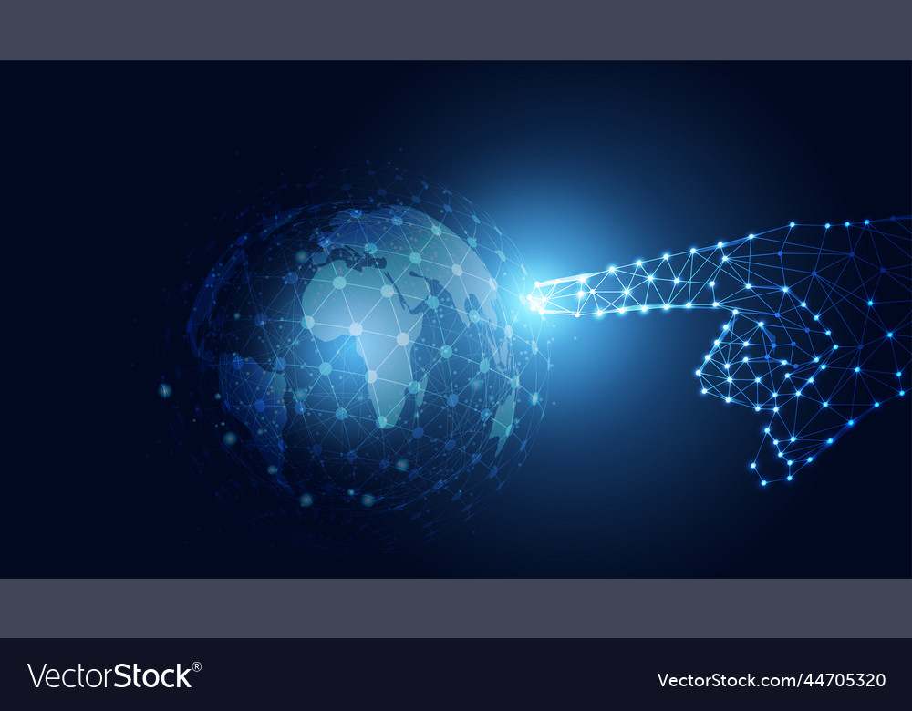 Abstract technology line triangle and points hand Vector Image