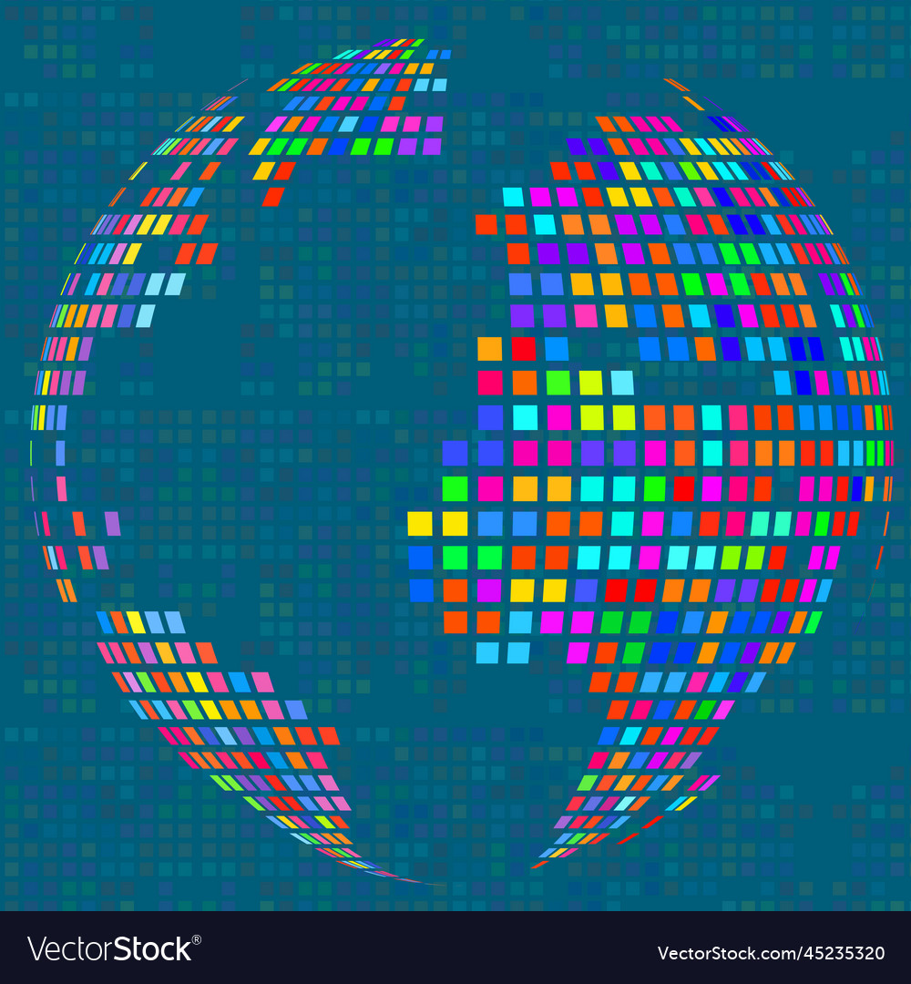 Abstract world map colorful dots pixels texture